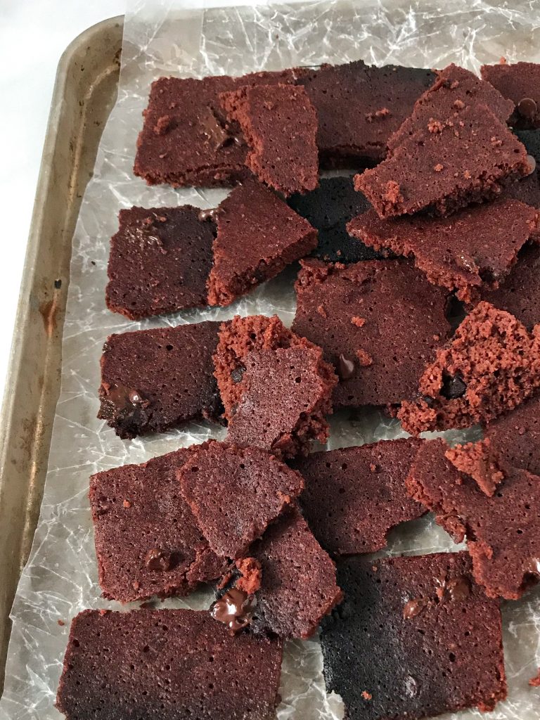 Pieces of brownie brittle 