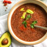 4-ingredient Black Bean Soup blended in a bowl