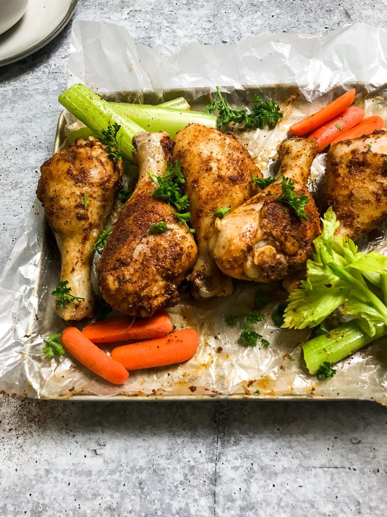 a tray of old bay chicken 