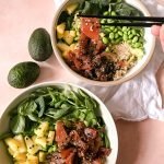 2 bowls with poke ingredients