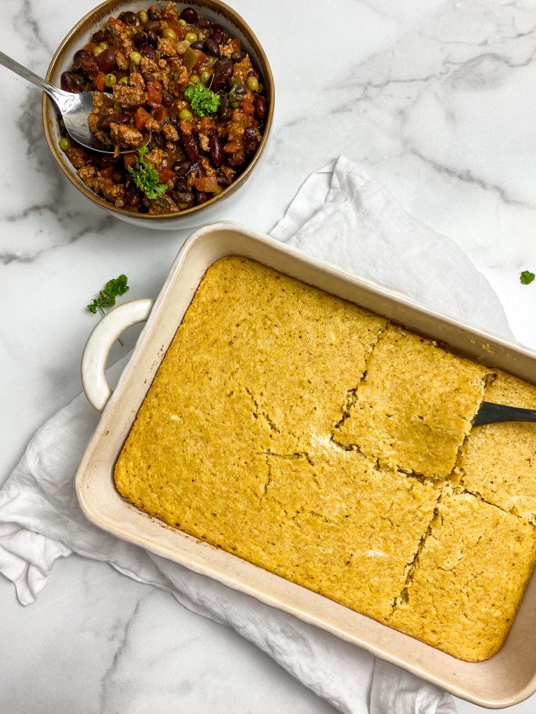 gluten-free cornbread and healthy chili