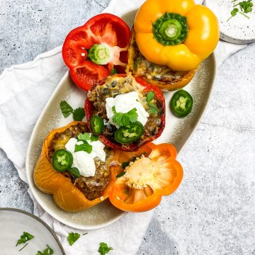 Air Fryer Stuffed Peppers on a platter