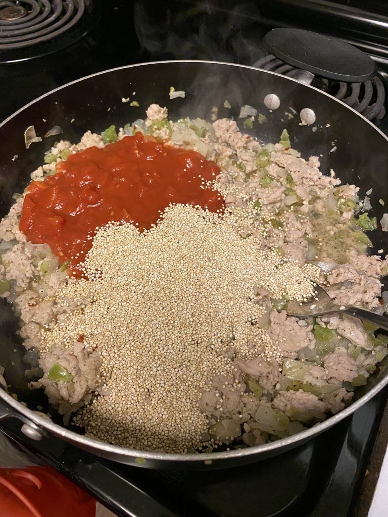 quinoa added to sausage soup before broth