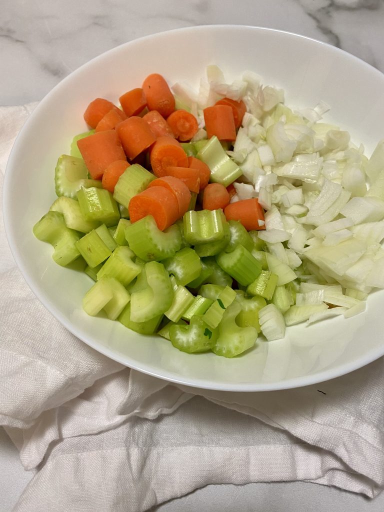 diced celery, onion, and carrots