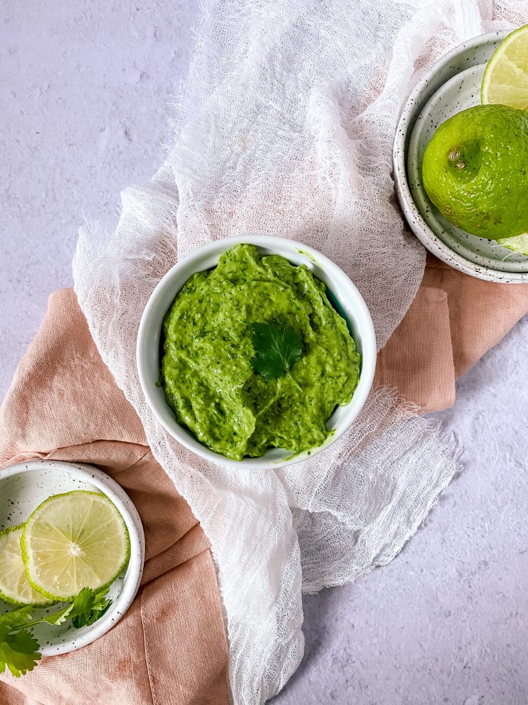 blended cilantro and lime sauce