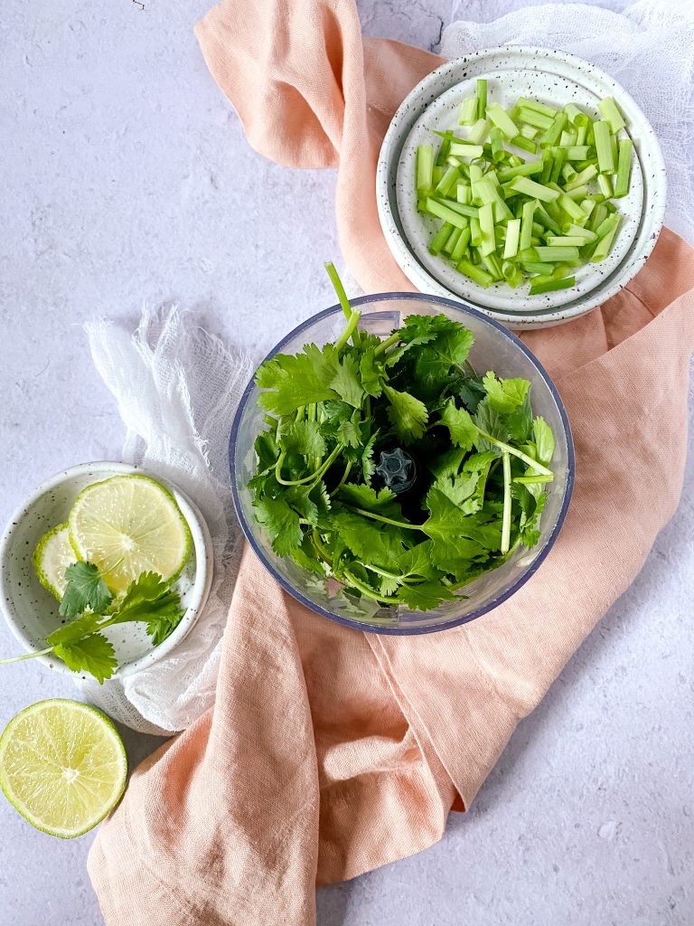 cilantro in blender with lime
