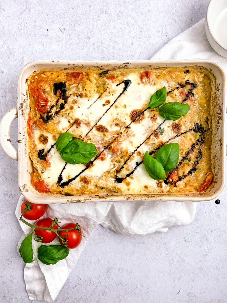 casserole finished with basil and balsamic