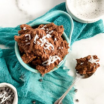 brownie batter with coconut flakes