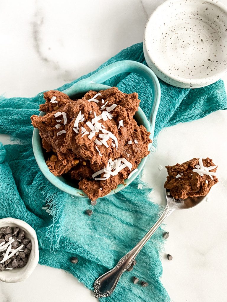 brownie batter with coconut flakes