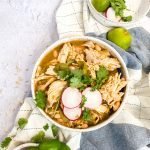 a bowl of chicken verde soup