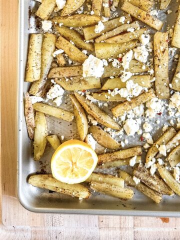 a sheetpan of zaatar fries