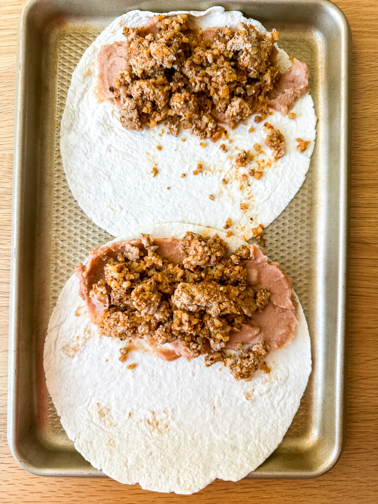 filling tortillas