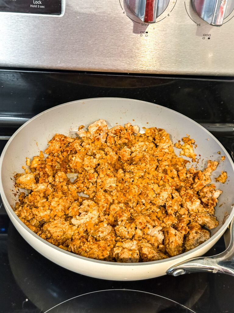 cooking ground beef with taco seasoning