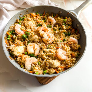 one pan chicken and shrimp fried rice