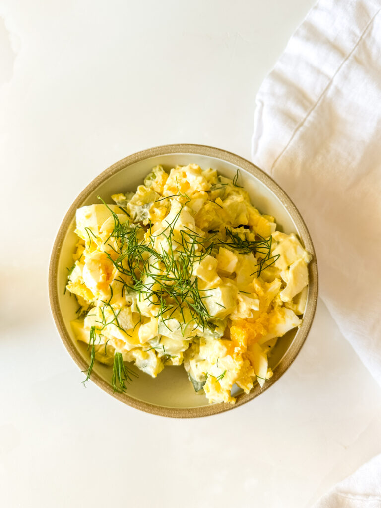 egg salad with pickles and dill