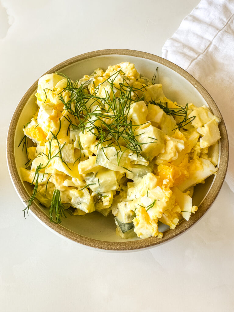 egg salad with pickles and dill