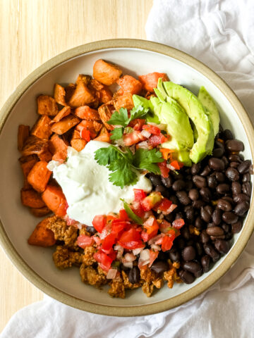 sweet potato taco bowl with cilantro