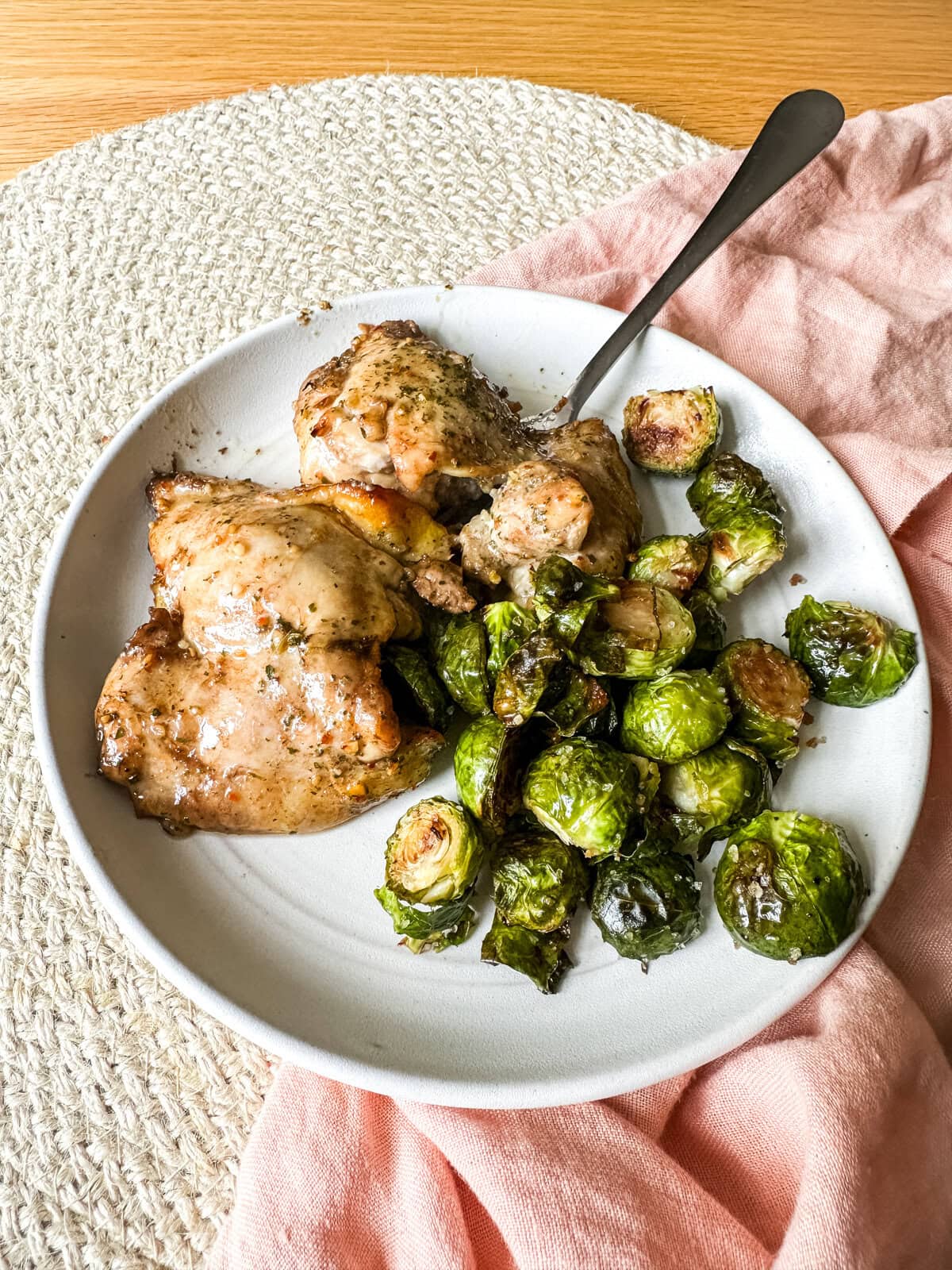 balsamic chicken thighs with Brussel sprouts
