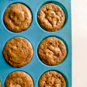 a tray of greek yogurt muffins