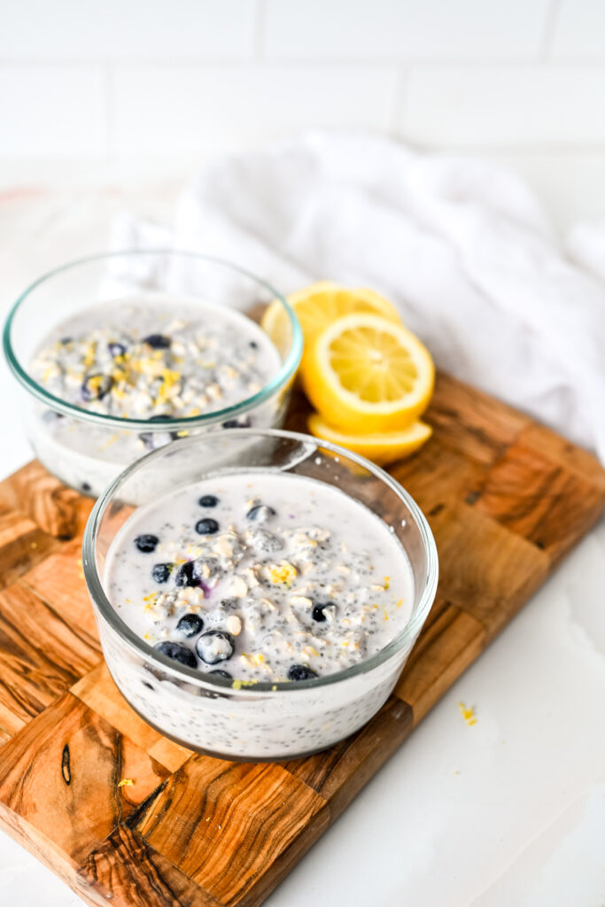 Blueberry Lemon Overnight Oats in a glass