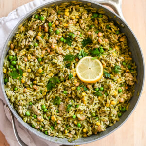 one pan turkey sausage pesto